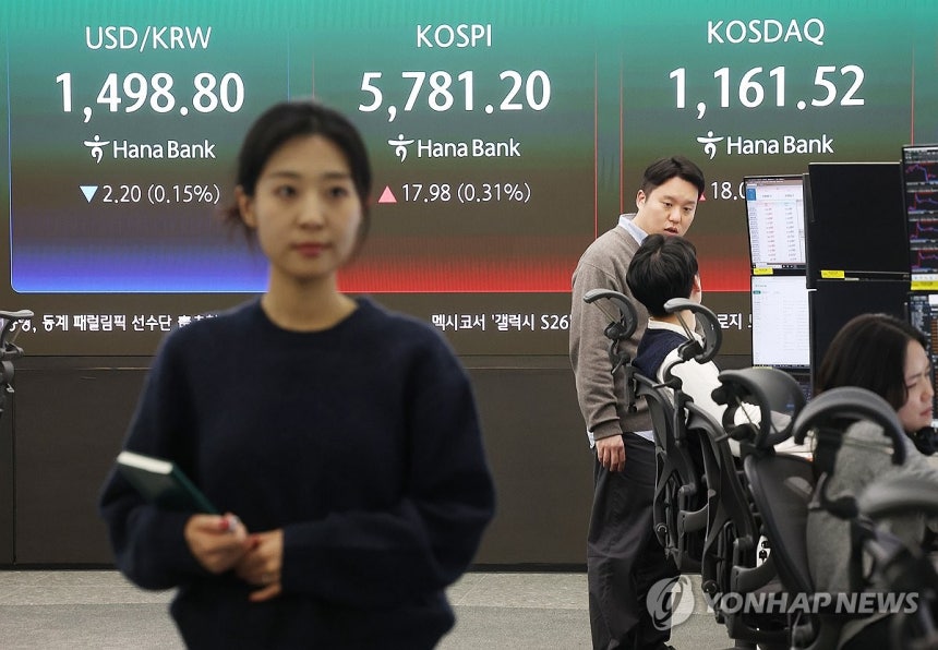동반 상승 마감한 코스피·코스닥 (서울=연합뉴스) 김성민 기자 = 20일 서울 중구 하나은행 본점 딜링룸 전광판에 원·달러 환율,코스피,코스닥 지수가 표시돼 있다.이날 코스피는 전장보다 17.98포인트