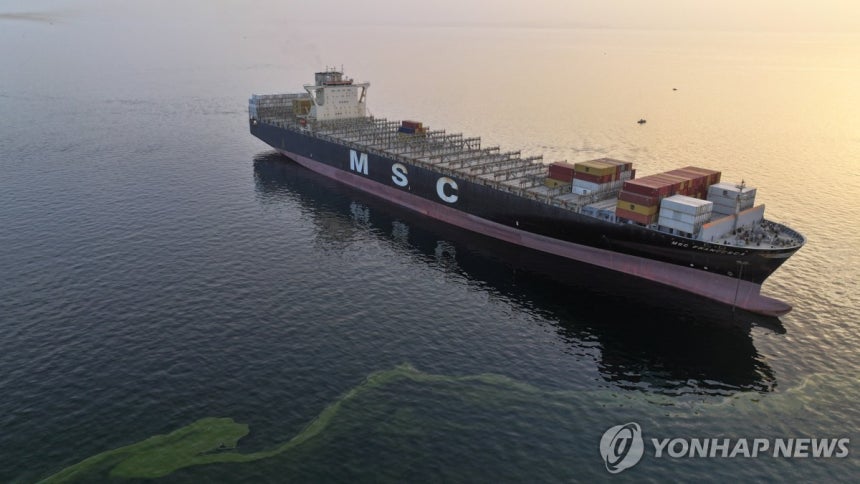 이슬람혁명수비대에 나포된 파나마 선적 MSC 프란체스카호
[로이터 연합뉴스. 와나통신 제공. 재판매 및 DB 금지]