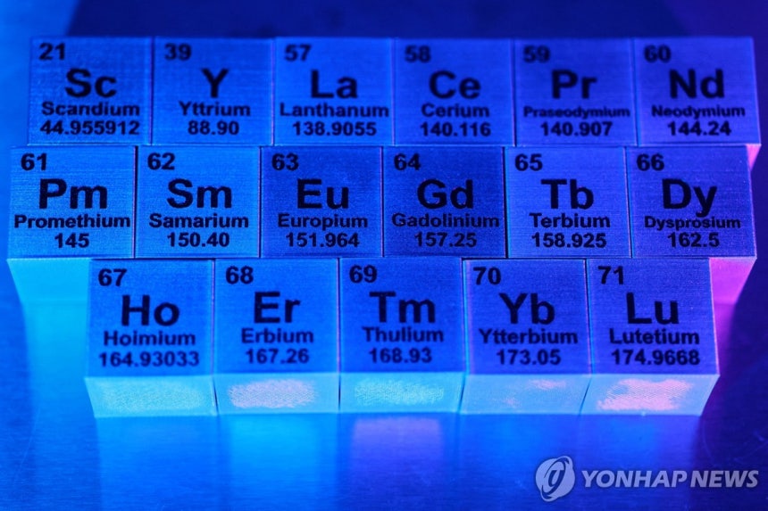 주요 희토류 광물의 원소 기호 [로이터=연합뉴스.재판매 및 DB 금지]