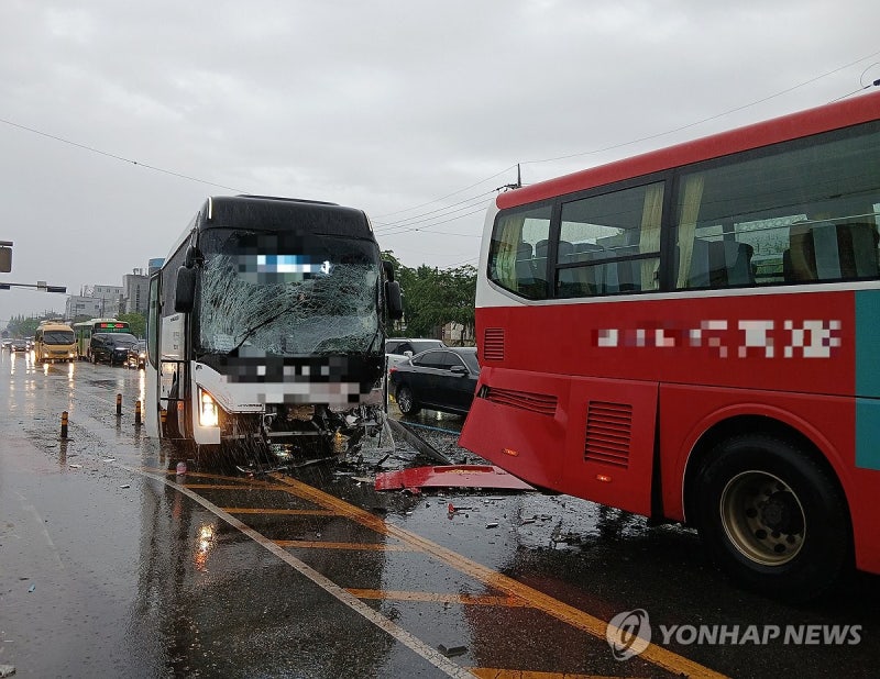 전주 사거리에서 버스끼리 쾅! 32명 경상 입고 병원 이송된 아찔한 상황