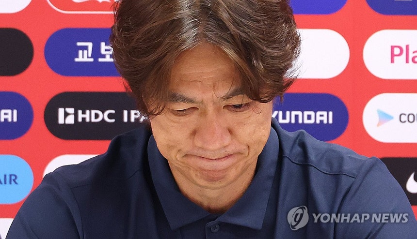 홍명보 감독 사퇴 [연합뉴스 자료사진] 2026 북중미 월드컵에서 32강 진출에 실패한 한국축구국가대표팀의 홍명보 감독이 지난 6월 28일(현지시간) 멕시코 사포판 치바스 바예 베르데에서 기자회견을 하며 사퇴 의사를
