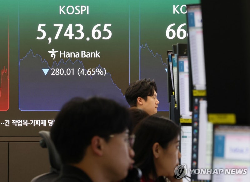 하이닉스 실적에 실망? <b>코스피</b> 5~6%대 <b>급락</b>…6천피 밑으로