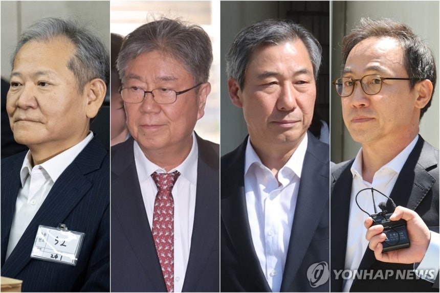 이상민·김대기·윤재순·김오진 이상민 전 행정안전부 장관(왼쪽부터),김대기 전 대통령 비서실장,윤재순 전 총무비서관,<a href=
