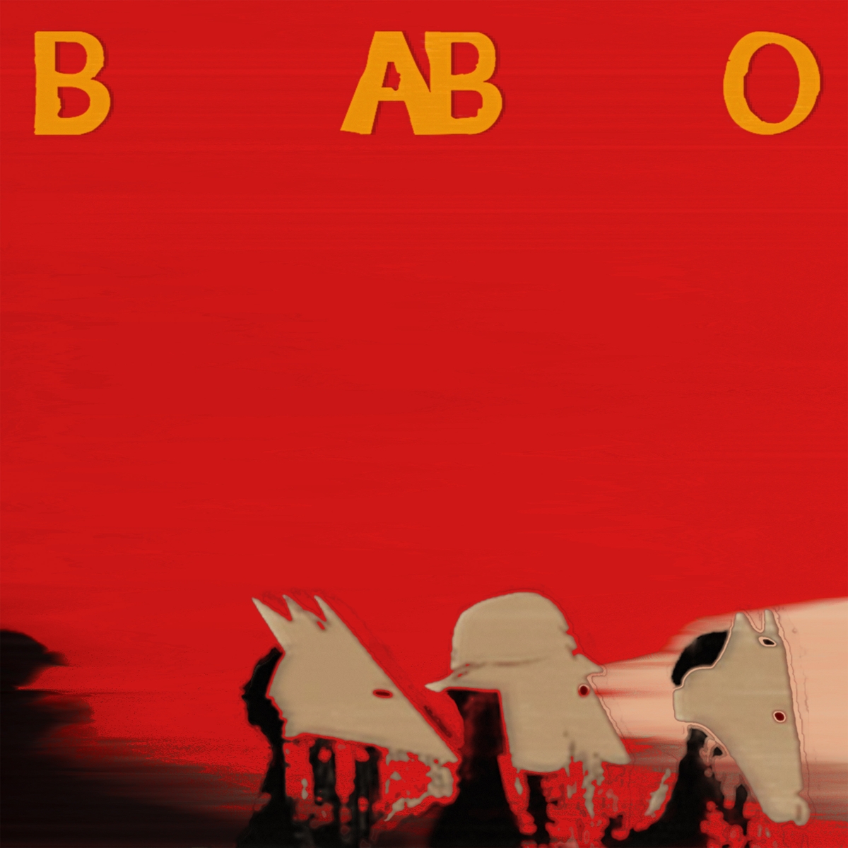 赤い背景に「B AB O」の文字と、仮面姿の3人のシルエットを配したBABOのアルバム画像
