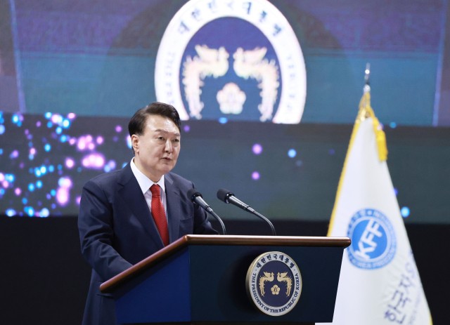 尹<b>대통령</b> "<b>자유</b> 지키려면 거짓 선동과 싸워야"