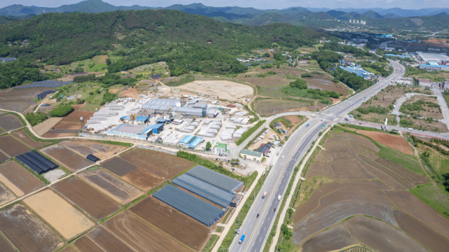 ▲코스트코 익산점이 입점할 익산시 왕궁면의 입점부지 항공사진 ⓒ익산시