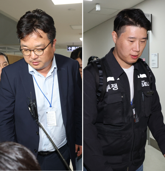 ▲삼성전자 대표교섭위원인 김형로 부사장(왼쪽 사진)과 최승호 초기업노조 삼성전자지부 위원장(오른쪽 사진)이 13일 새벽 세종시 정부세종청사 중앙노동위원회에서 2026년 임금협약 체결을 위한 2차 사후조정이 결렬된 후