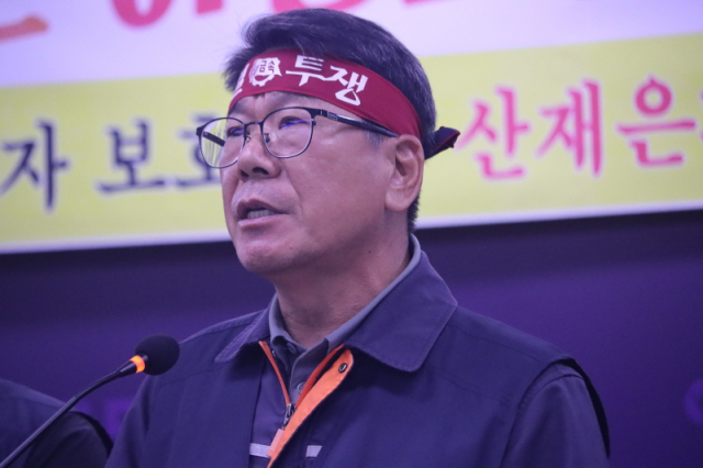 ▲강인석 거제·통영·고성 조선하청지회 지회장.ⓒ프레시안(조민규)