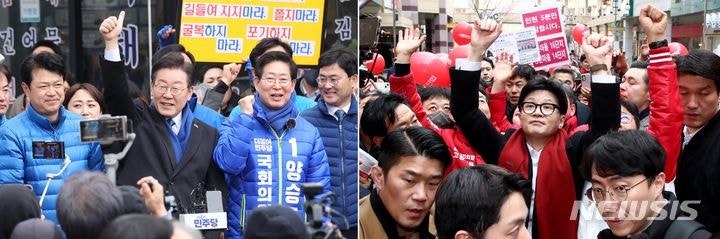 총선 '지역구 투표'…민주당 40%·국민의힘 33% [<b>한국리서치</b>]