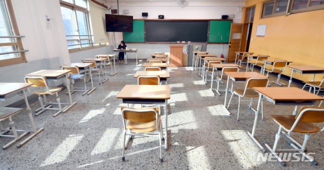 [광주=뉴시스] 학생들이 없는 교실 모습. (사진=뉴시스 DB)