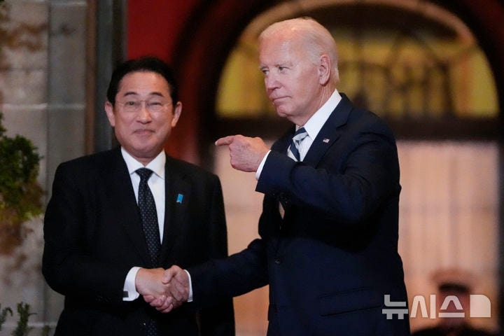 美·日 <b>정상</b> "한미일 협력 강화 중요…대만 일대 中 현상변경 반대"