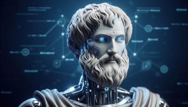 [서울=뉴시스]수학 문제의 증명 과정을 제시하는 인공지능을 개발하는 미 하모닉사의 AI 아리스토텔레스를 형상화한 모습. (출처=실리콘앵글) 2024.9.24.  *재판매 및 DB 금지