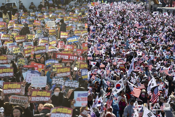 "헌재는 <b>탄핵</b> 선고일 지정하라"…<b>탄핵 찬반</b>집회 한 목소리(종합)