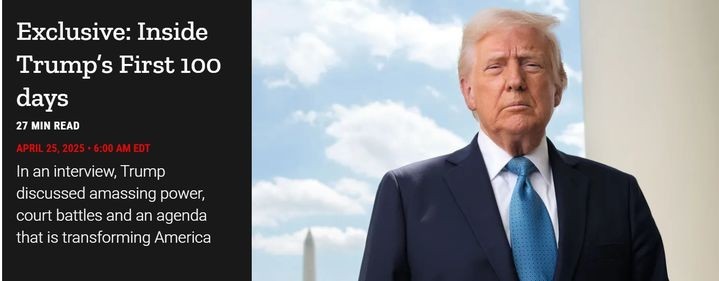 타임誌, 트럼프 취임 100일 인터뷰 “미국에서 횡령, 약탈한 댓가를 치...