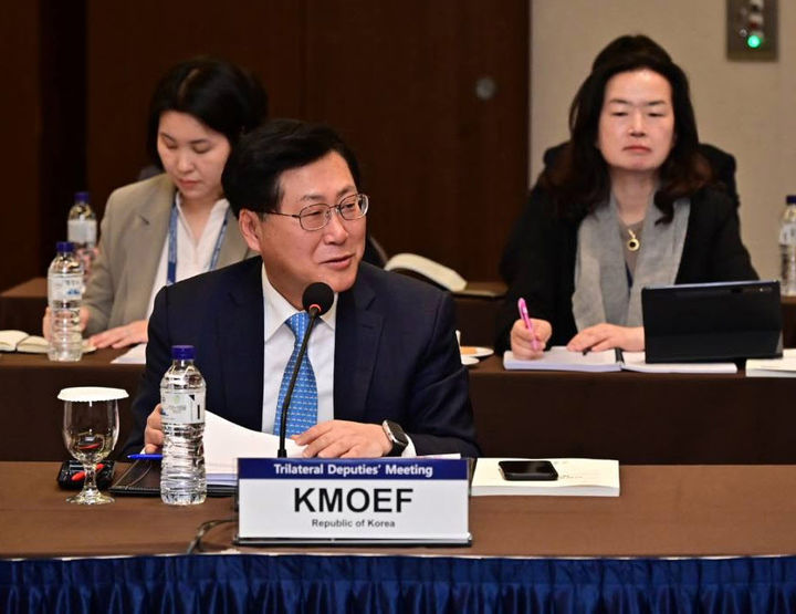 [서울=뉴시스] 김금보 기자 = 최지영 기획재정부 국제경제관리관이 지난 17일 강원도 평창에서 열린 '아세안+3(한·일·중) 재무차관 및 중앙은행 부총재 회의'에서 모두발언을 하고 있다.(사진=기획재정부 제공) 2