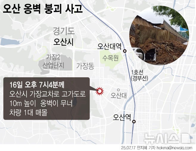 국토부, <b>오산 옹벽붕괴</b> 사고원인 조사…'사조위' 구성