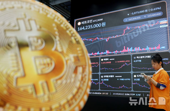 [서울=뉴시스] 서울 강남구 빗썸라운지에 전광판에 비트코인 등 가상화폐 시세가 나오고 있다. (사진=뉴시스 DB). photo@newsis.com