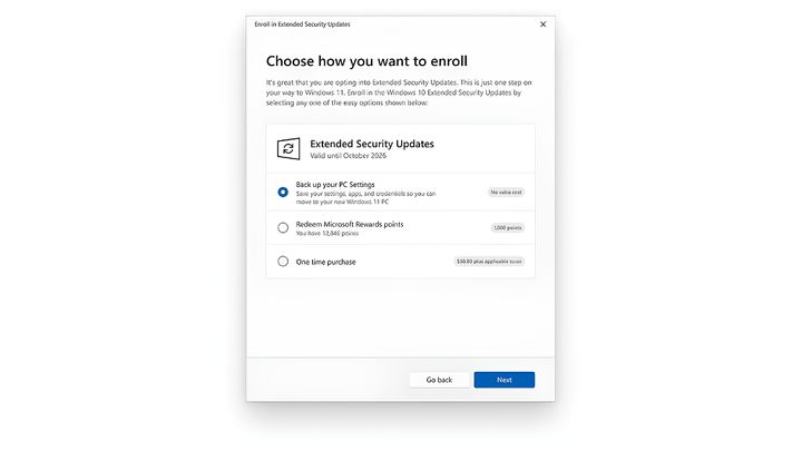 [서울=뉴시스] 마이크로소프트 윈도우 10 확장 보안 업데이트(ESU) 프로그램 등록 마법사 (사진=마이크로소프트 제공) *재판매 및 DB 금지