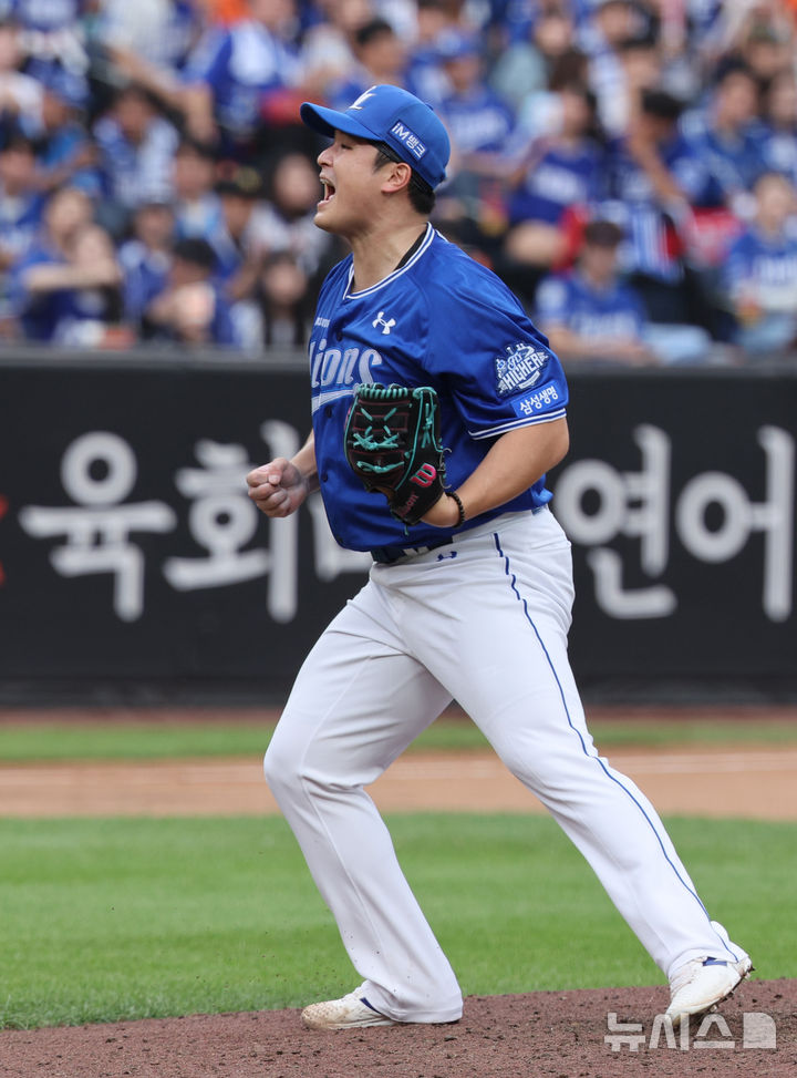 <b>최원태</b> 7이닝 1실점 완벽투…삼성, 2차전서 한화 제압 '반격의 1승'[PO]