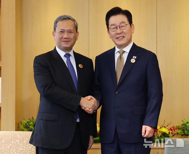 이재명 대통령, <b>캄보디아</b> 총리와 '<b>스캠 범죄</b>' 대응 논의 [뉴시스Pic]