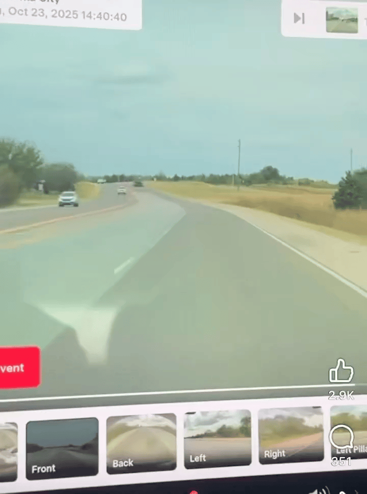 [뉴시스] 공군 군용기가 추락하며 고속도로 위 차량과 충돌할 뻔한 아찔한 장면이 포착됐다. (영상=X) 2025.10.25 *재판매 및 DB 금지