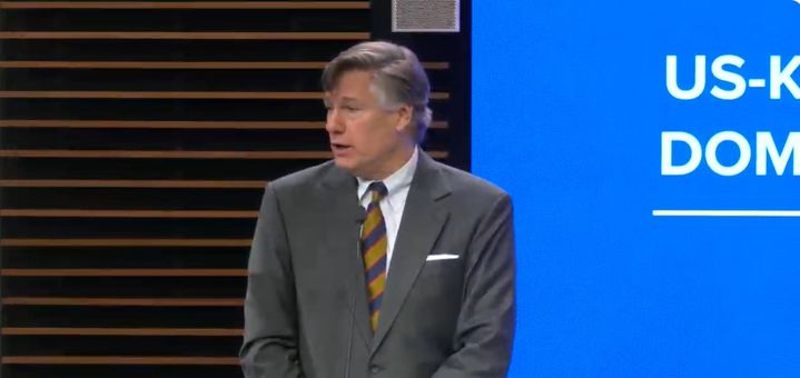 [워싱턴=뉴시스]크리스토퍼 랜도 미국 국무부 부장관이 14일(현지 시간) 미국 워싱턴DC 싱크탱크 애슬랜틱카운실에서 코리아소사이어티, 김구재단 등이 공동개최한 한미 협력 관련 세미