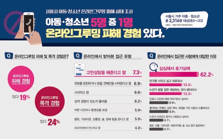 "사진 보낼래?" <b>온라인 그루밍</b>…서울시, <b>AI 탐지</b>·차단 기술 최초 개발