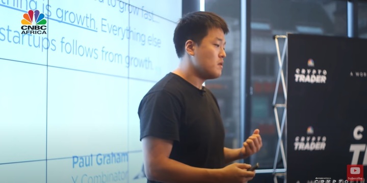 [서울=뉴시스] 2019년 10월 15일(현지 시간) CNBC '크립토 트레이더'에 권도형 당시 테라폼랩스 대표가 출연한 모습.(사진=테라 유튜브) 2025.12.12.*재판매 및 DB 금지