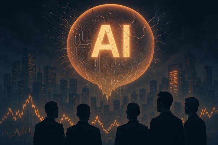 [서울=뉴시스]인공지능(AI)거품론을 상징하는 그림.(출처=인베즈) 2025.12.10.*재판매 및 DB 금지