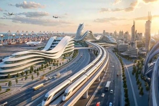 [서울=뉴시스] 가자 첨단 도시 가상도.(출처: WSJ) 2025.12.20.*재판매 및 DB 금지