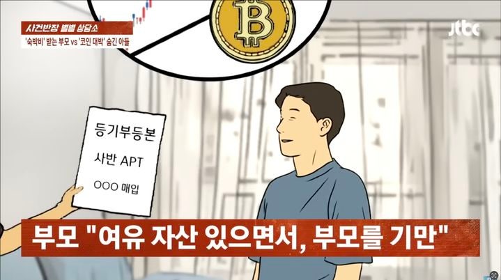 [뉴시스] 가족 간 금전 거래를 극도로 꺼리던 부모가 아들의 '투자 대박' 사실을 알게 된 뒤 태도를 180도 바꾼 사연이 전해졌다.(사진=JTBC '사건반장' 캡처) *재판매 밈ㅊ DB금지 *재판매 및 DB 금지