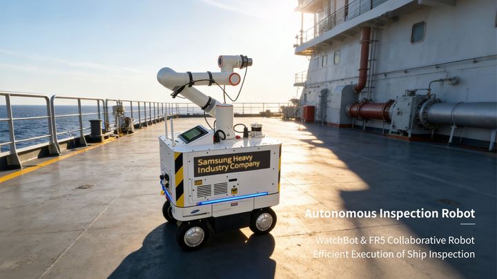 [서울=뉴시스] 상성중공업이 중국 로봇 전문 기업 파오아오(法奥·FAIRINO)과 협력해 개발한 선박 점검용 자율주행 협동로봇 모습. (사진=파오아오 제공) 2026.01.06 photo@newsis.c