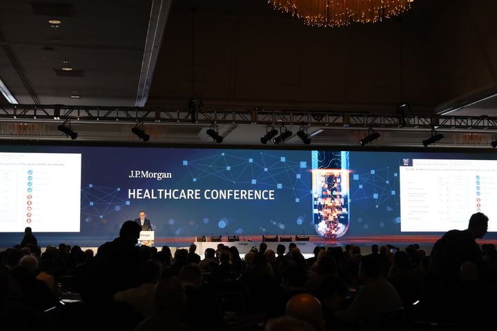 [샌프란시스코=뉴시스] 12일(현지 시간) 미국 샌프란시스코에서 '제44회 JP모건 헬스케어 콘퍼런스'가 개최됐다.콘퍼런스가 열린 웨스틴 세인트 프란시스 호텔 내 메인 행사장 '그랜드볼룸' 전경.(사진=JP모건 