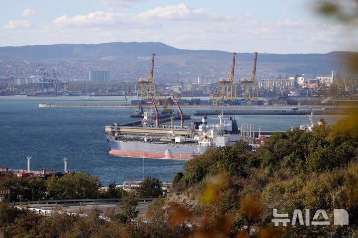 [노보로시스크=AP/뉴시스]러시아 노보로시스크항에 접안한 유조선이 원유를 선적하고 있다.자료사진.2026.01.20