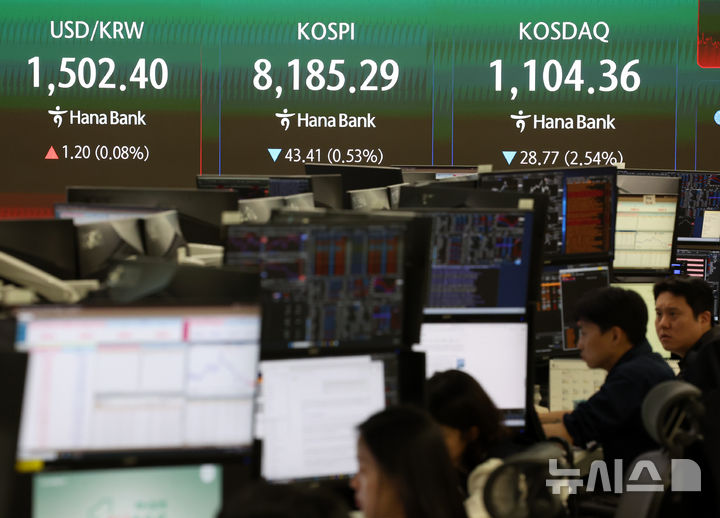서울 하나은행 딜링룸 전광판