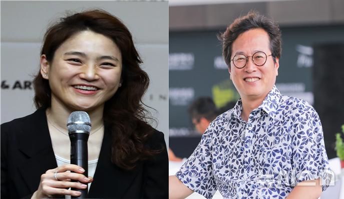 [서울=뉴시스] 장한나(왼쪽) 예술의전당 사장과 황교익 한국문화관광연구원 원장