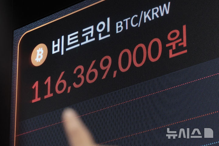 [서울=뉴시스] 권창회 기자 = 비트코인 가격이 1억1000만원선을 회복한 22일 오전 서울 서초구 빗썸라운지 전광판에 비트코인 가격이 표시돼 있다.2026.09.22.