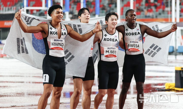 육상 男 400m<b>계주</b>, 2연속 동메달…38초43 한국신기록(종합2보)[나고야AG]