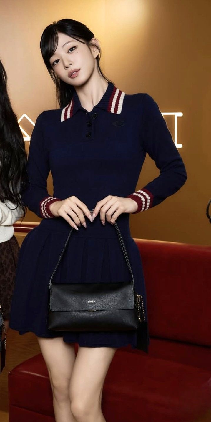 紺色のワンピース姿でイベントに出席したfromis_9のイ・チェヨン