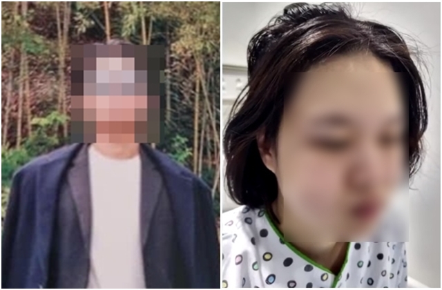 경남 거제시에서 전 여자친구의 집을 찾아가 마구 폭행해 숨지게 한 20대 남성이라며 온라인에 퍼진 사진. 오른쪽 사진은 폭행 당시 전치 6주 부상을 입고 입원했을 당시 피해자의 모습.온라인 커뮤니티 캡처, JTBC