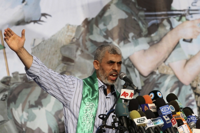 2011년 가자지구 칸 유니스에서 연설하는 팔레스타인 무장정파 하마스 지도자 야히야 신와르. AP뉴시스