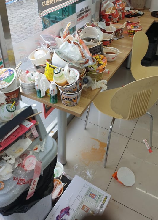 중국인 관광객이 자주 찾는다는 제주도의 한 편의점 내부 모습. 온라인 커뮤니티 캡처