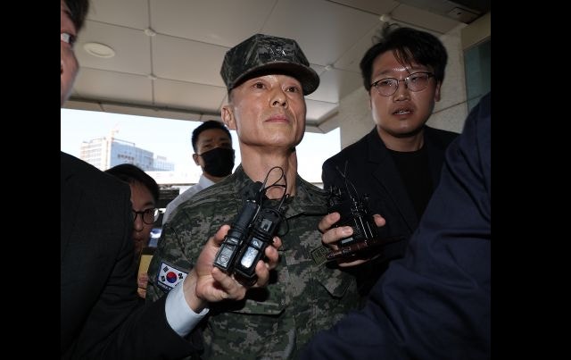 Former Marine Corps 1st Division Commander Lim Sung-geun attending a police briefing. Yonhap News