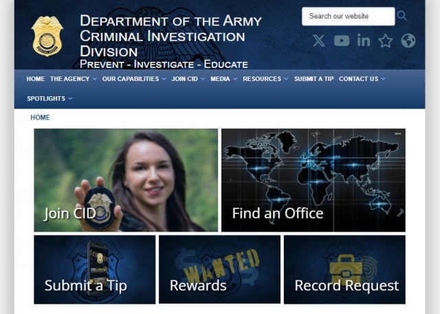 미 육군범죄수사대(CID) 홈페이지 캡처