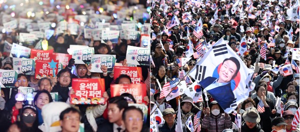 환호 반탄 측 “탄핵 각하 가자”… 당혹 찬탄 측 “일주일 총력전”