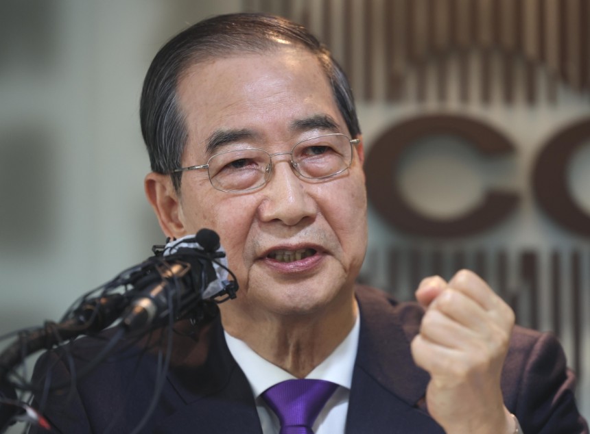 한덕수 무소속 대선 예비후보가 7일 서울 중구 한국프레스센터에서 열린 서울외신기자클럽 초청 기자간담회에서 발언하고 있다. 국회사진기자단