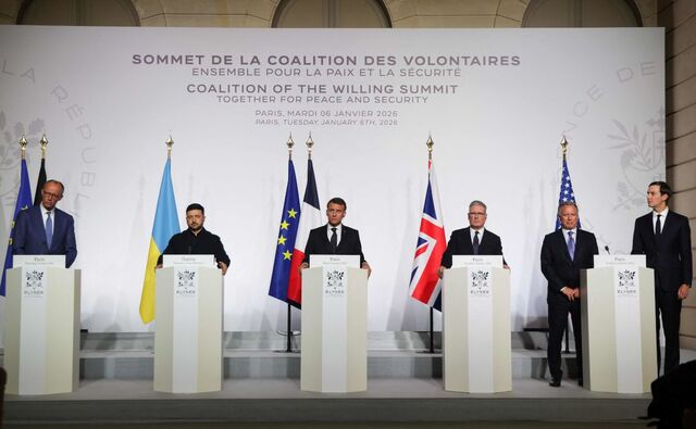 프랑스 파리 엘리제궁에서 6일(현지시간) 열린 '의지의 연합' 정상회의 후 독일,우크라이나,프랑스,<a href=