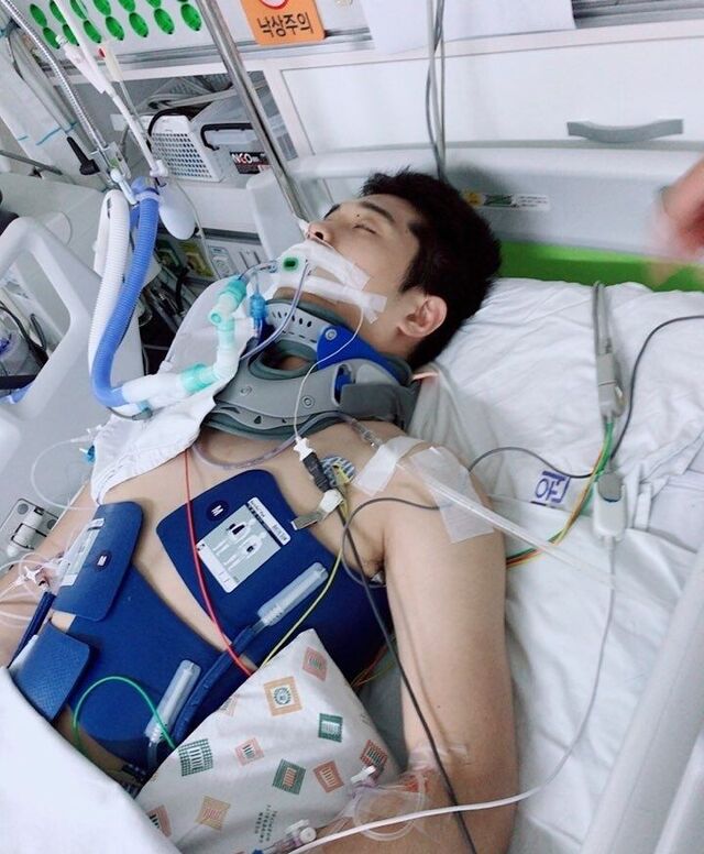 2017년 7월 사고 직후 울산대병원에 입원한 박진성씨.