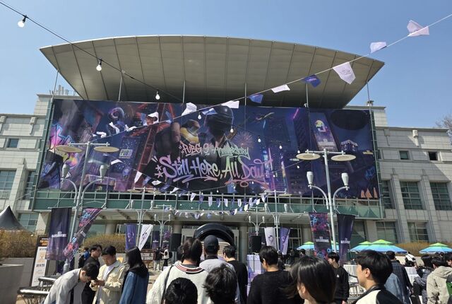 크래프톤이 ‘배틀그라운드’ 출시 9주년을 기념해 서울 고려대 화정체육관에서 진행한 오프라인 페스티벌 현장. 크래프톤 제공