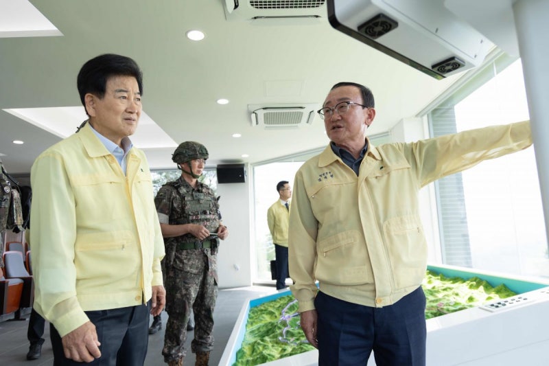 북한의 기습 방류에 대비해 최전방 군남댐 긴급 점검 완료